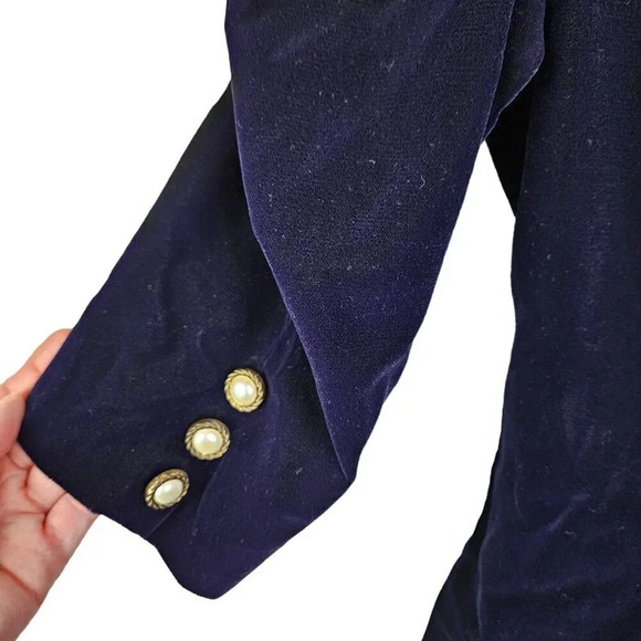 Cachet Vintage Navy Blue 2 Piece Velvet Dress and‎ Jacket Size Small - Picture 6 of 11
